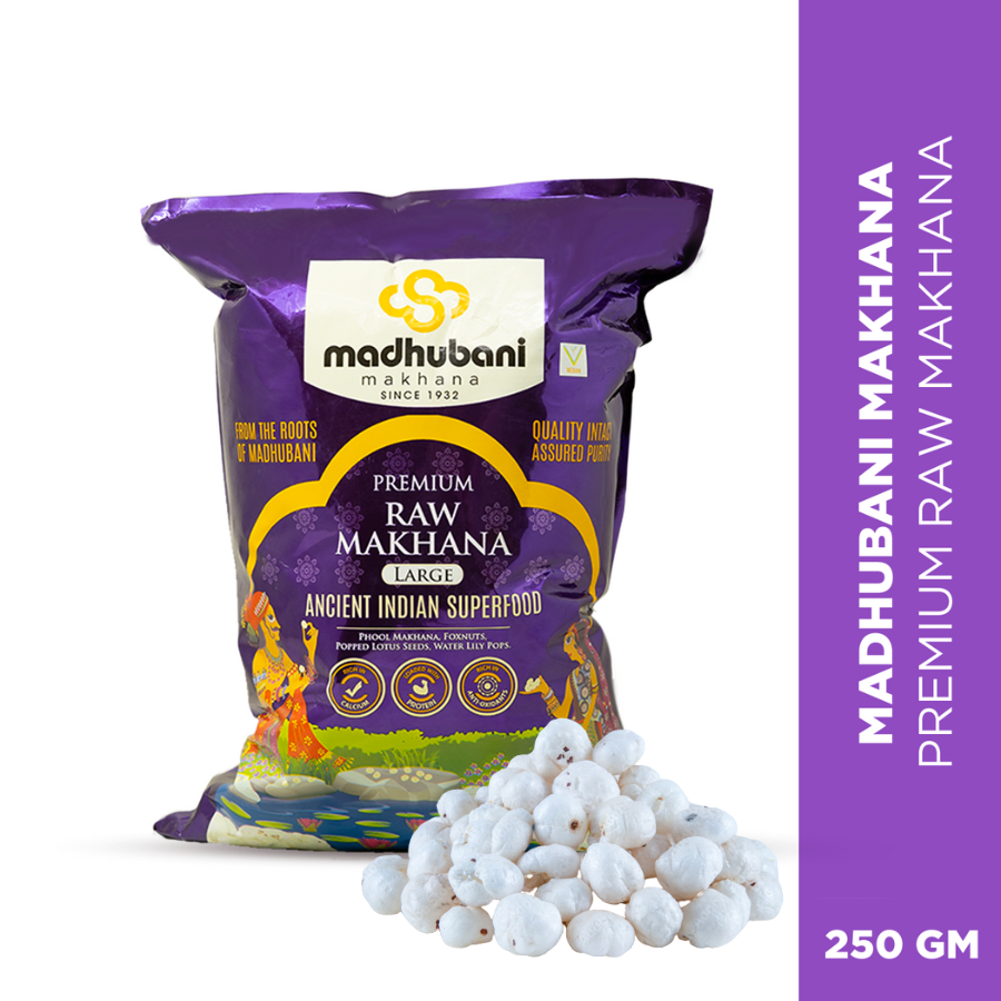 PURPLE - Madhubani Makhana | Premium Raw Plain Phool Makhana | Large Size | 5+ 